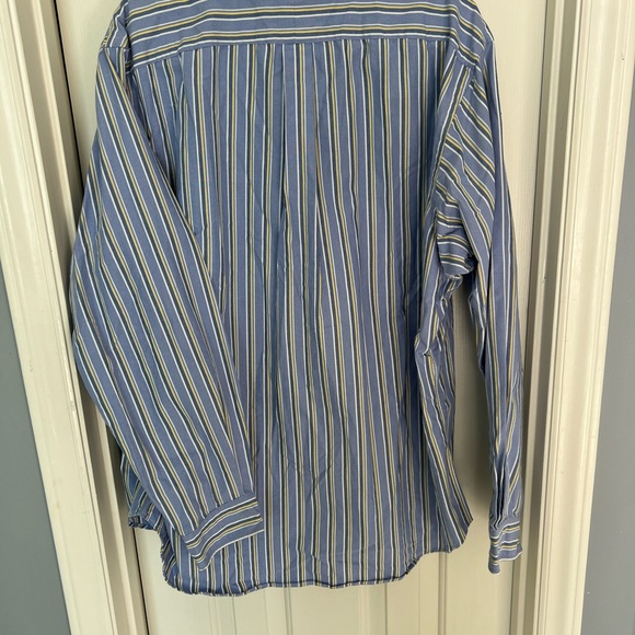 Ralph Lauren, Button down long sleeve Shirt, 18 36/37, Blue white Yellow Stripes - Picture 6 of 6